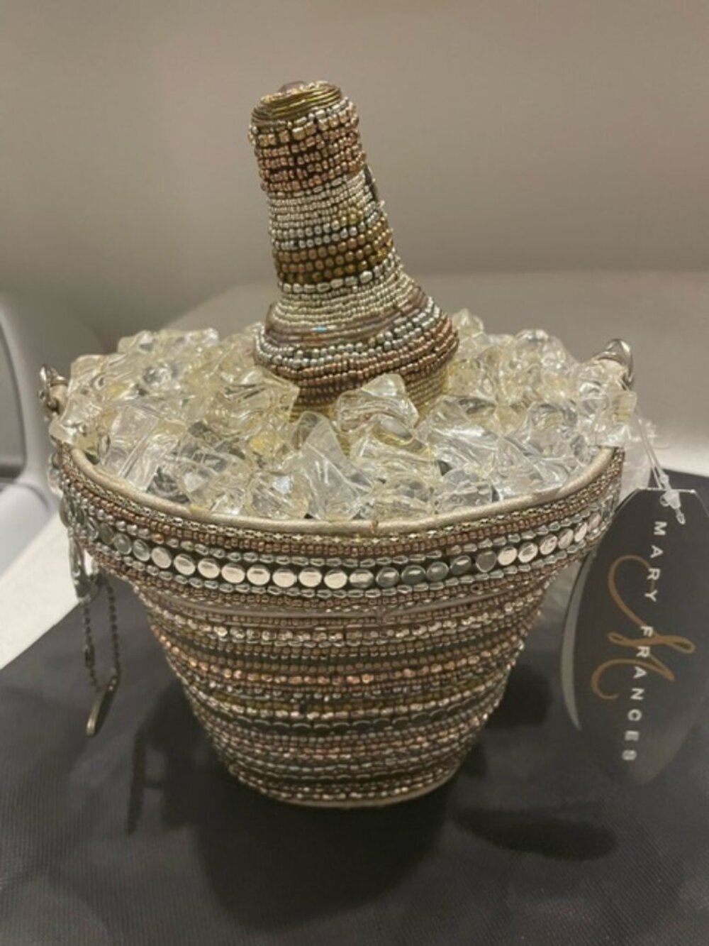 Mary Frances Champagne on Ice Bucket Beaded Handbag NEW "Wined Up"  So CUTE! - Picture 5 of 9